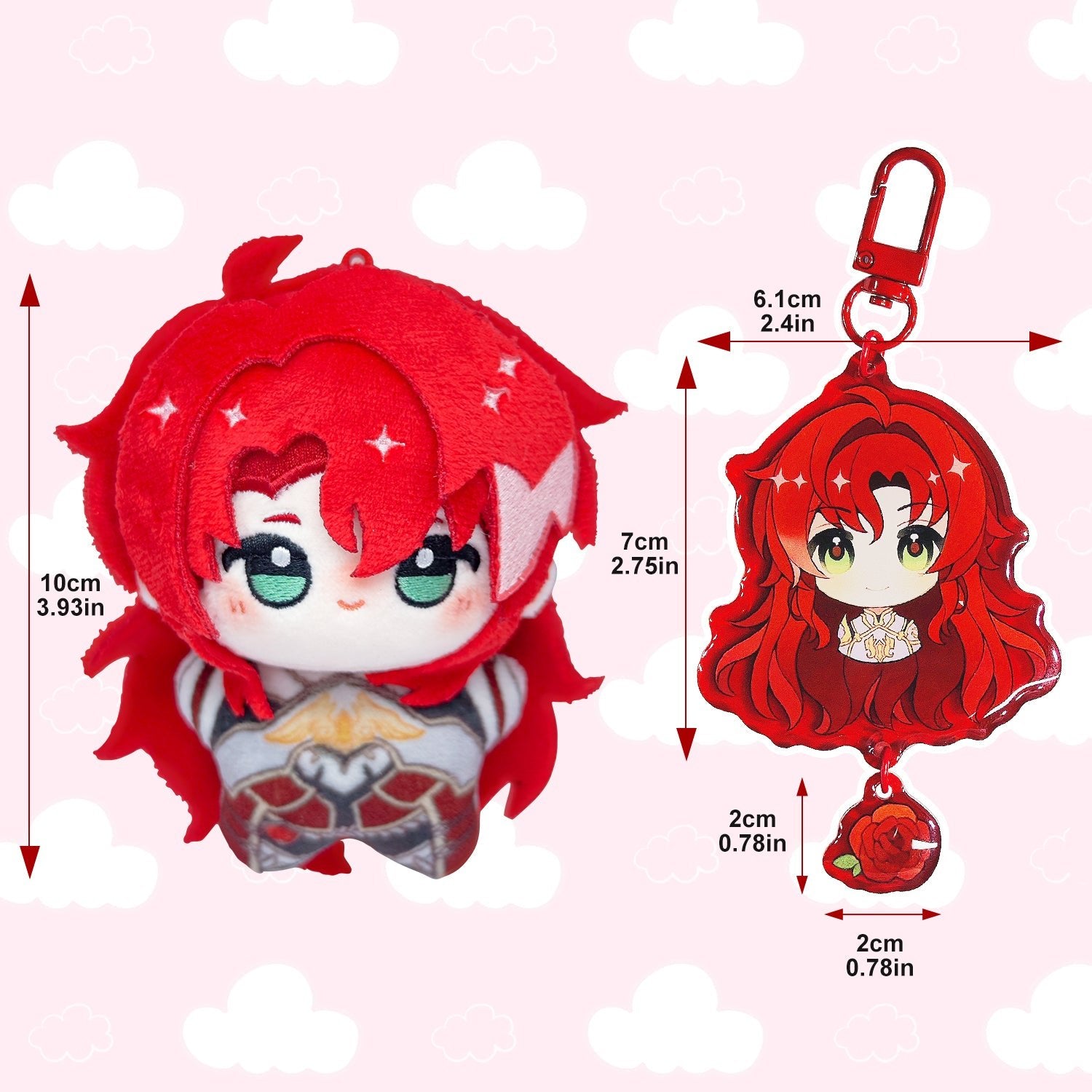 Rosa Cake Keyring Charm - Whispering Cloud - Original Plush Customized Design Honkai: Star Rail Rosa Cake Pendant